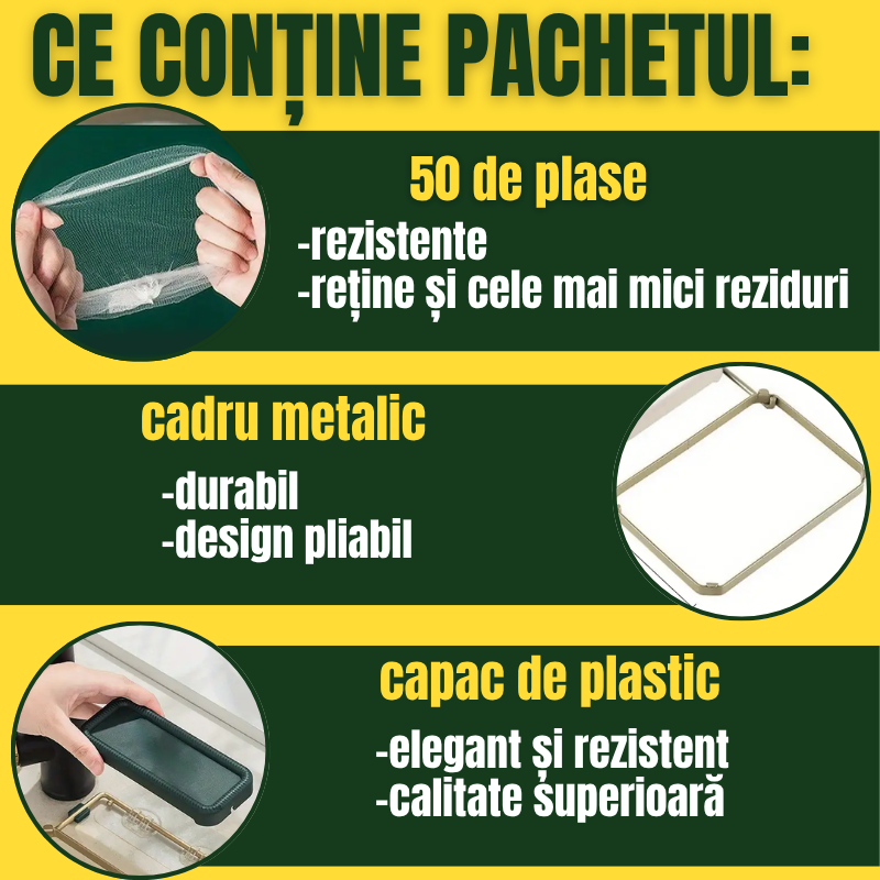 Filtru pentru chiuveta cu suport pliabil