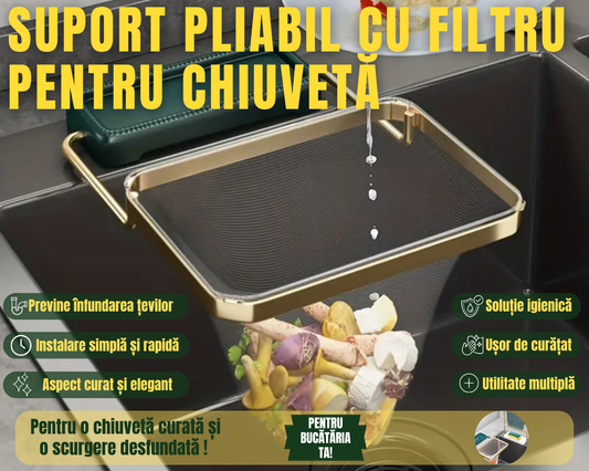 Filtru pentru chiuveta cu suport pliabil